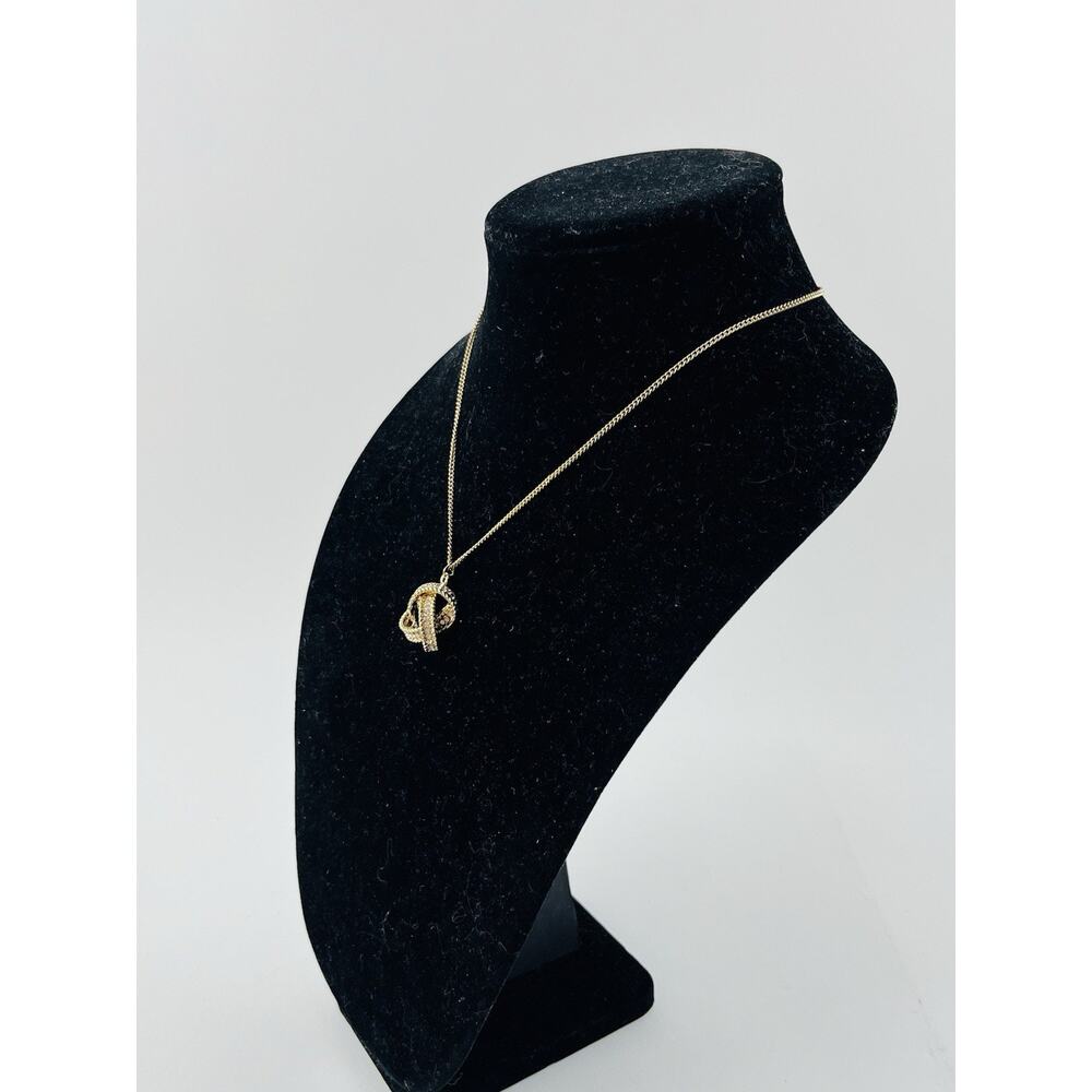 Tahari Goldtone Knotted Chain Necklace Pendant Rhinestones Rope Braided 3 Strand - Picture 16 of 16
